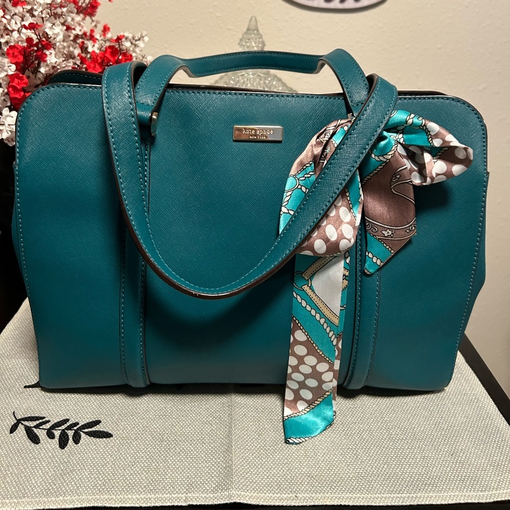 Kate♠️Spade Teal Green Saffiano  Leather Satchel Like New Nice